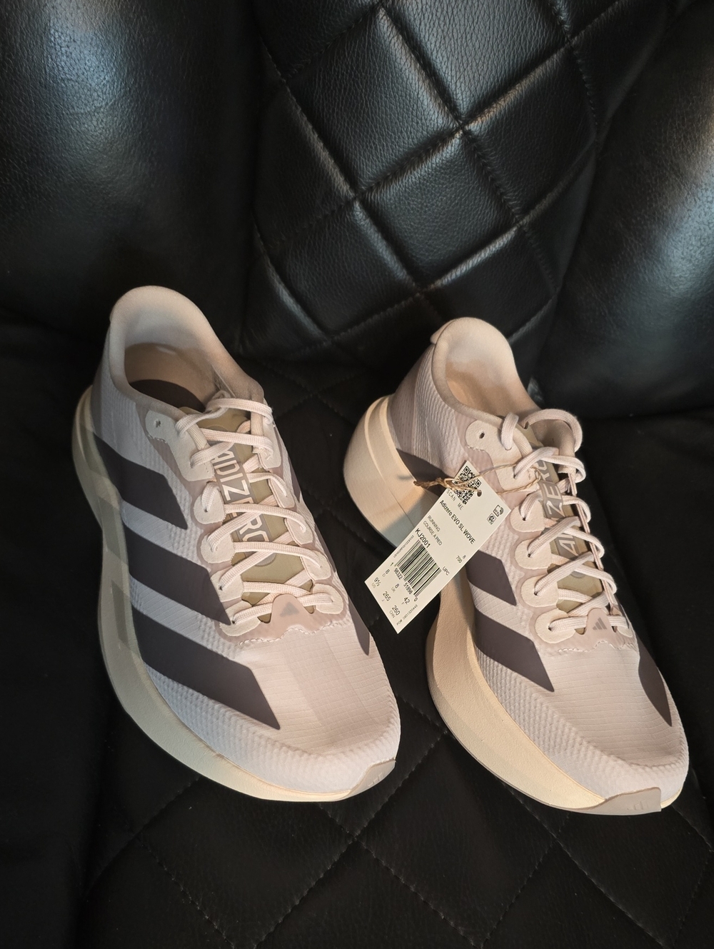 adidas Women's Running Shoes in Light Pink with Black Stripes
